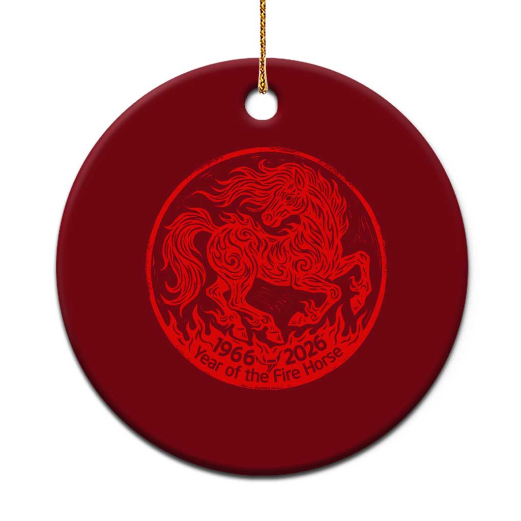 Year of the Fire Horse 1966 2026 Red Graphic Ceramic Ornament 60 Years Chinese Zodiac Horse Vintage Style TS02 1pc Red Print Your Wear