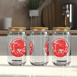 Year of the Fire Horse 1966 2026 Red Graphic Glass Can 60 Years Chinese Zodiac Horse Vintage Style TS02 Print Your Wear