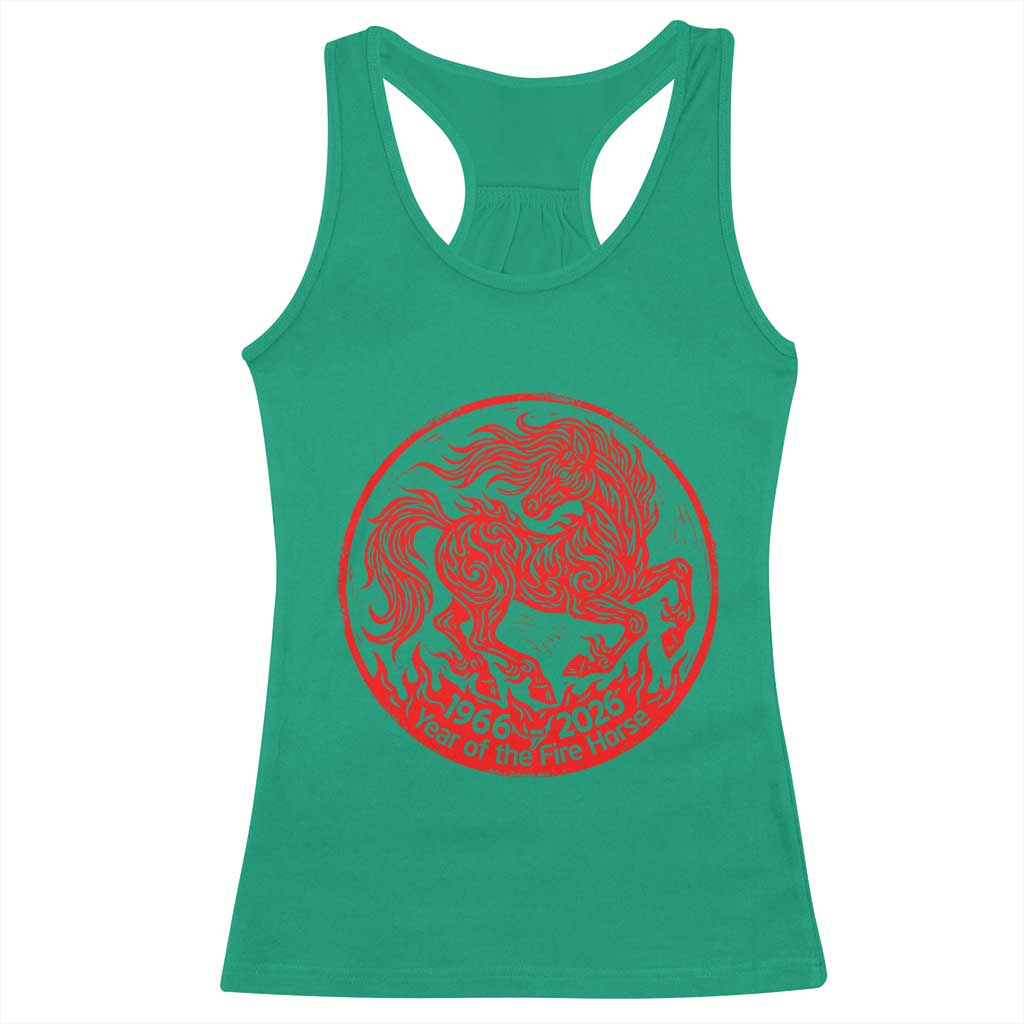 Year of the Fire Horse 1966 2026 Red Graphic Racerback Tank Top 60 Years Chinese Zodiac Horse Vintage Style TS02 Irish Green Print Your Wear