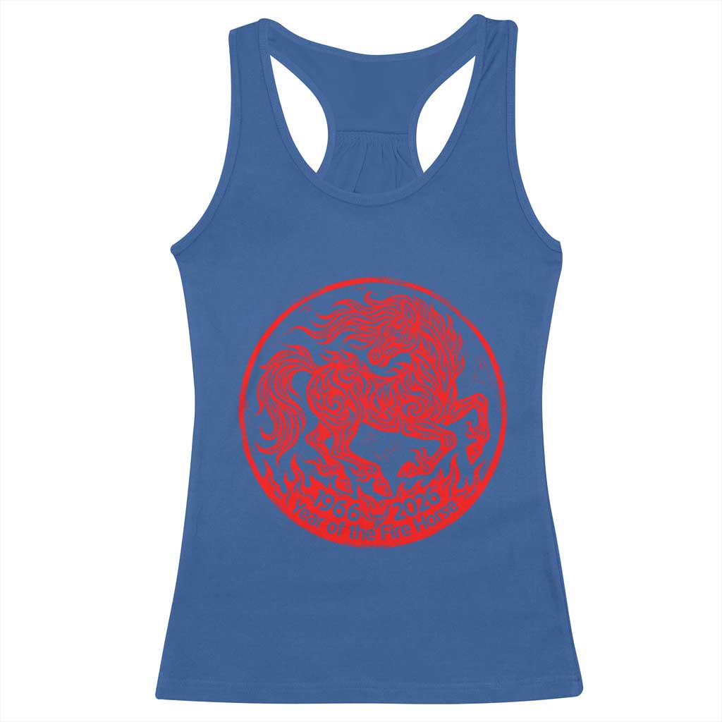 Year of the Fire Horse 1966 2026 Red Graphic Racerback Tank Top 60 Years Chinese Zodiac Horse Vintage Style TS02 Royal Blue Print Your Wear