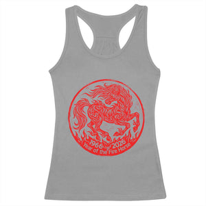 Year of the Fire Horse 1966 2026 Red Graphic Racerback Tank Top 60 Years Chinese Zodiac Horse Vintage Style TS02 Sport Gray Print Your Wear