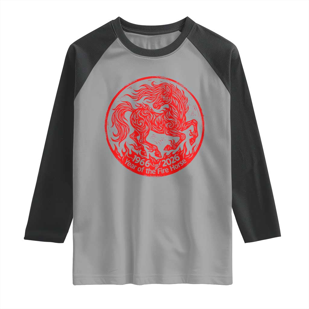 Year of the Fire Horse 1966 2026 Red Graphic Raglan Shirt 60 Years Chinese Zodiac Horse Vintage Style TS02 Sport Gray Black Print Your Wear