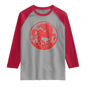 Year of the Fire Horse 1966 2026 Red Graphic Raglan Shirt 60 Years Chinese Zodiac Horse Vintage Style TS02 Sport Gray Red Print Your Wear