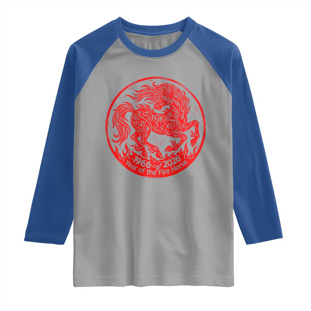 Year of the Fire Horse 1966 2026 Red Graphic Raglan Shirt 60 Years Chinese Zodiac Horse Vintage Style TS02 Sport Gray Royal Print Your Wear