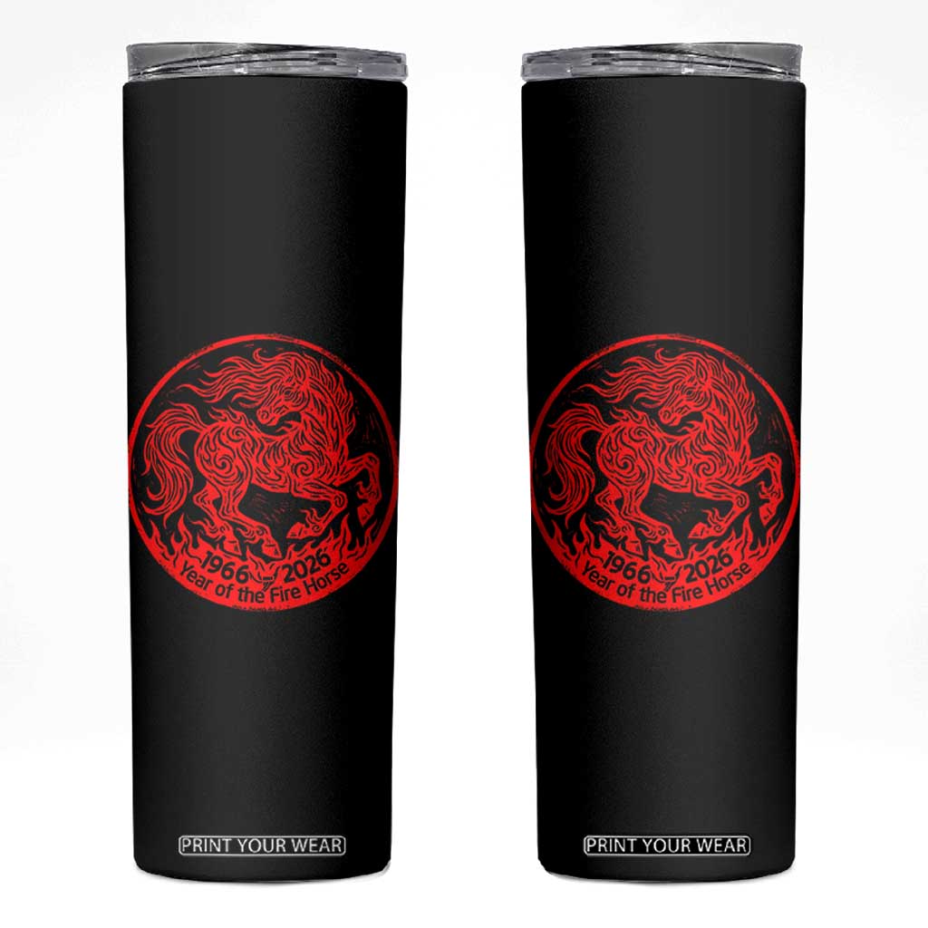 Year of the Fire Horse 1966 2026 Red Graphic Skinny Tumbler 60 Years Chinese Zodiac Horse Vintage Style TS02 Black Print Your Wear
