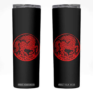Year of the Fire Horse 1966 2026 Red Graphic Skinny Tumbler 60 Years Chinese Zodiac Horse Vintage Style TS02 Black Print Your Wear