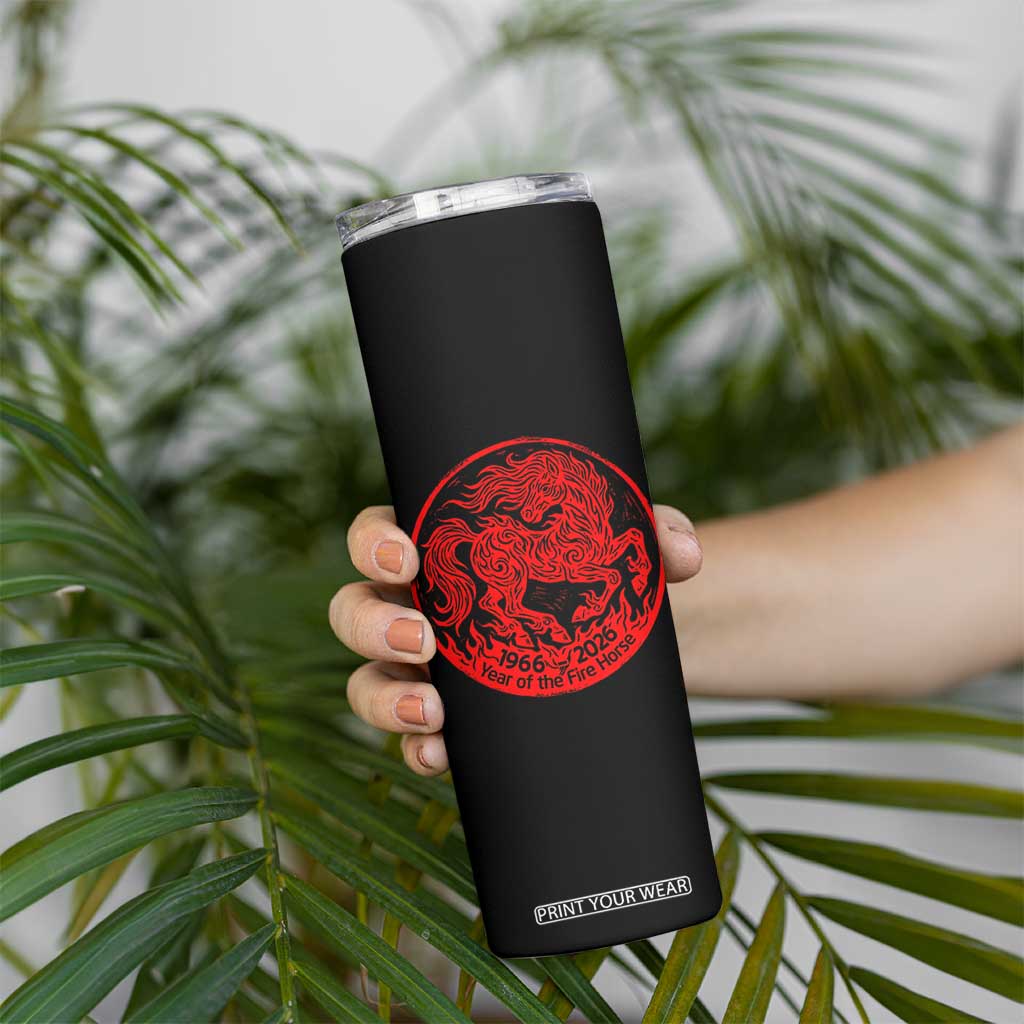 Year of the Fire Horse 1966 2026 Red Graphic Skinny Tumbler 60 Years Chinese Zodiac Horse Vintage Style TS02 Print Your Wear