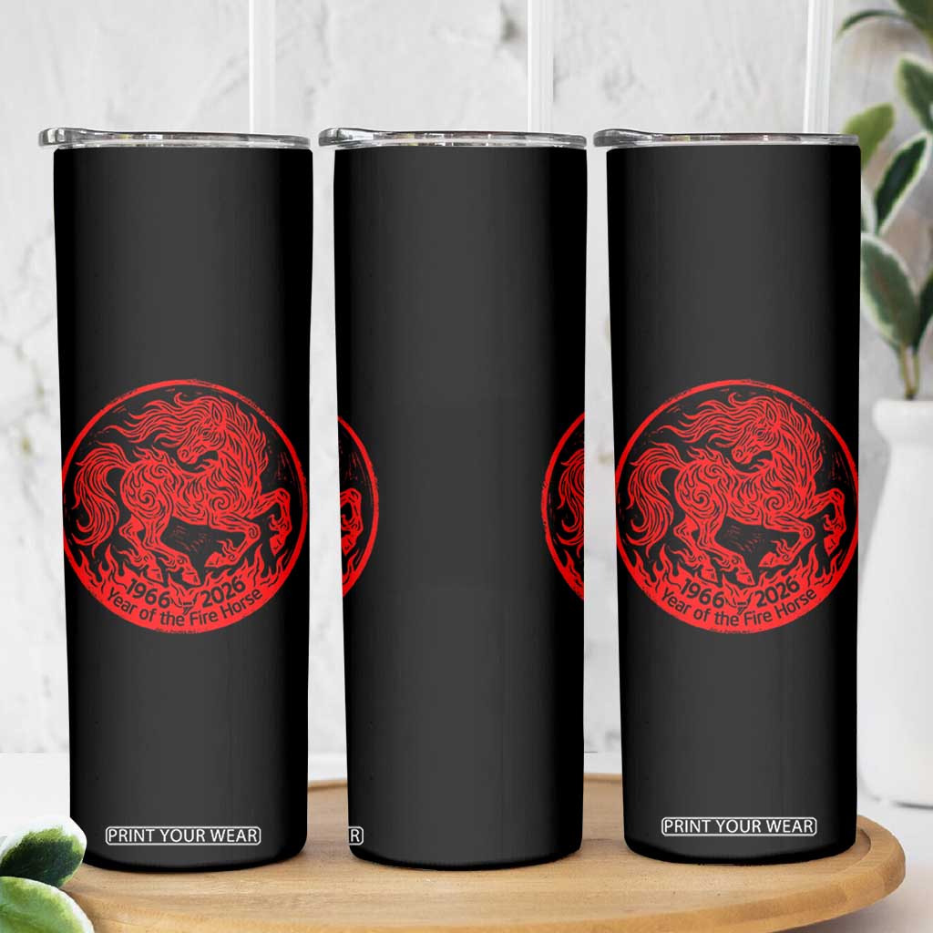 Year of the Fire Horse 1966 2026 Red Graphic Skinny Tumbler 60 Years Chinese Zodiac Horse Vintage Style TS02 Print Your Wear