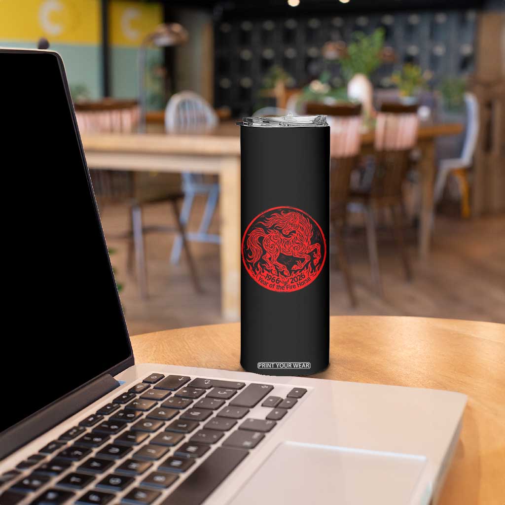 Year of the Fire Horse 1966 2026 Red Graphic Skinny Tumbler 60 Years Chinese Zodiac Horse Vintage Style TS02 Print Your Wear