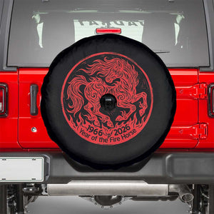Year of the Fire Horse 1966 2026 Red Graphic Spare Tire Cover - 60 Years Chinese Zodiac Horse Vintage Style TS02 Black Print Your Wear