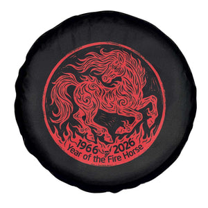 Year of the Fire Horse 1966 2026 Red Graphic Spare Tire Cover - 60 Years Chinese Zodiac Horse Vintage Style TS02 Print Your Wear