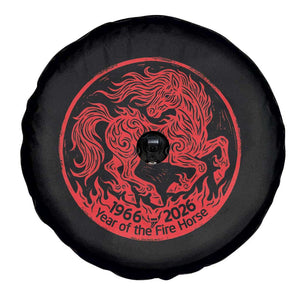 Year of the Fire Horse 1966 2026 Red Graphic Spare Tire Cover - 60 Years Chinese Zodiac Horse Vintage Style TS02 Print Your Wear