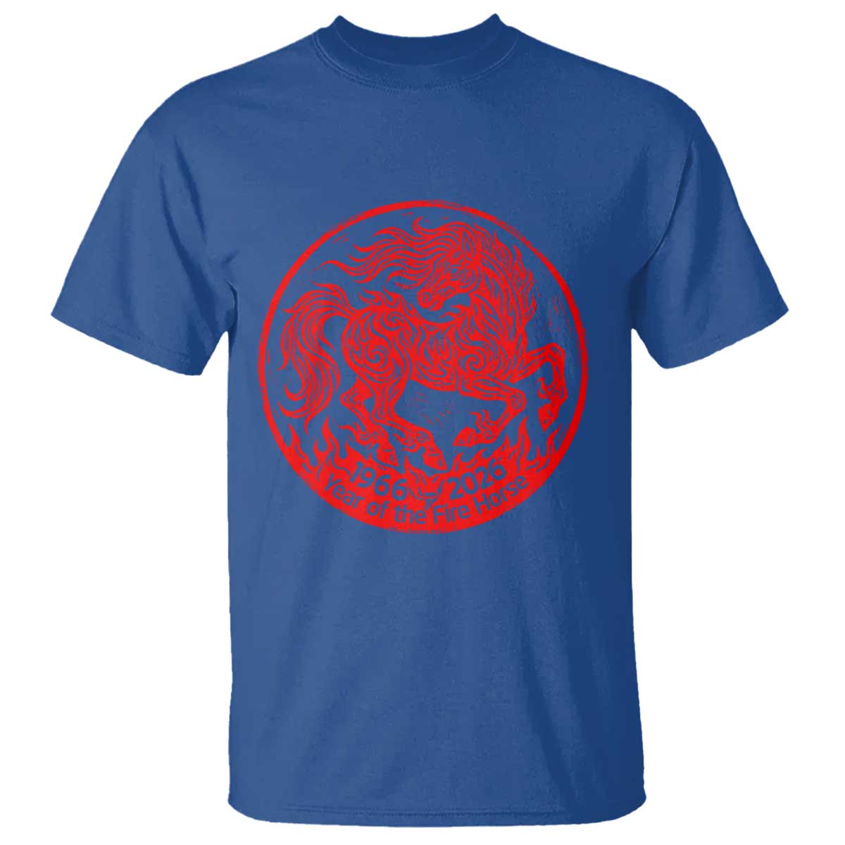Year of the Fire Horse 1966 2026 Red Graphic T Shirt 60 Years Chinese Zodiac Horse Vintage Style TS02 Royal Blue Print Your Wear