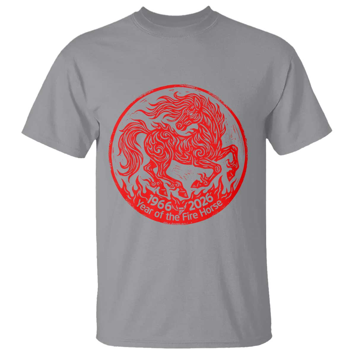 Year of the Fire Horse 1966 2026 Red Graphic T Shirt 60 Years Chinese Zodiac Horse Vintage Style TS02 Sport Gray Print Your Wear