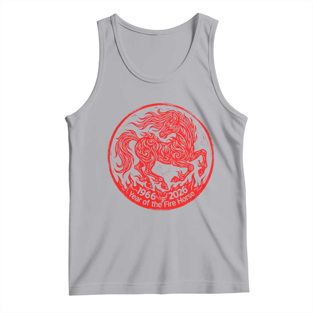 Year of the Fire Horse 1966 2026 Red Graphic Tank Top - 60 Years Chinese Zodiac Horse Vintage Style TS02 Athletic Heather Print Your Wear