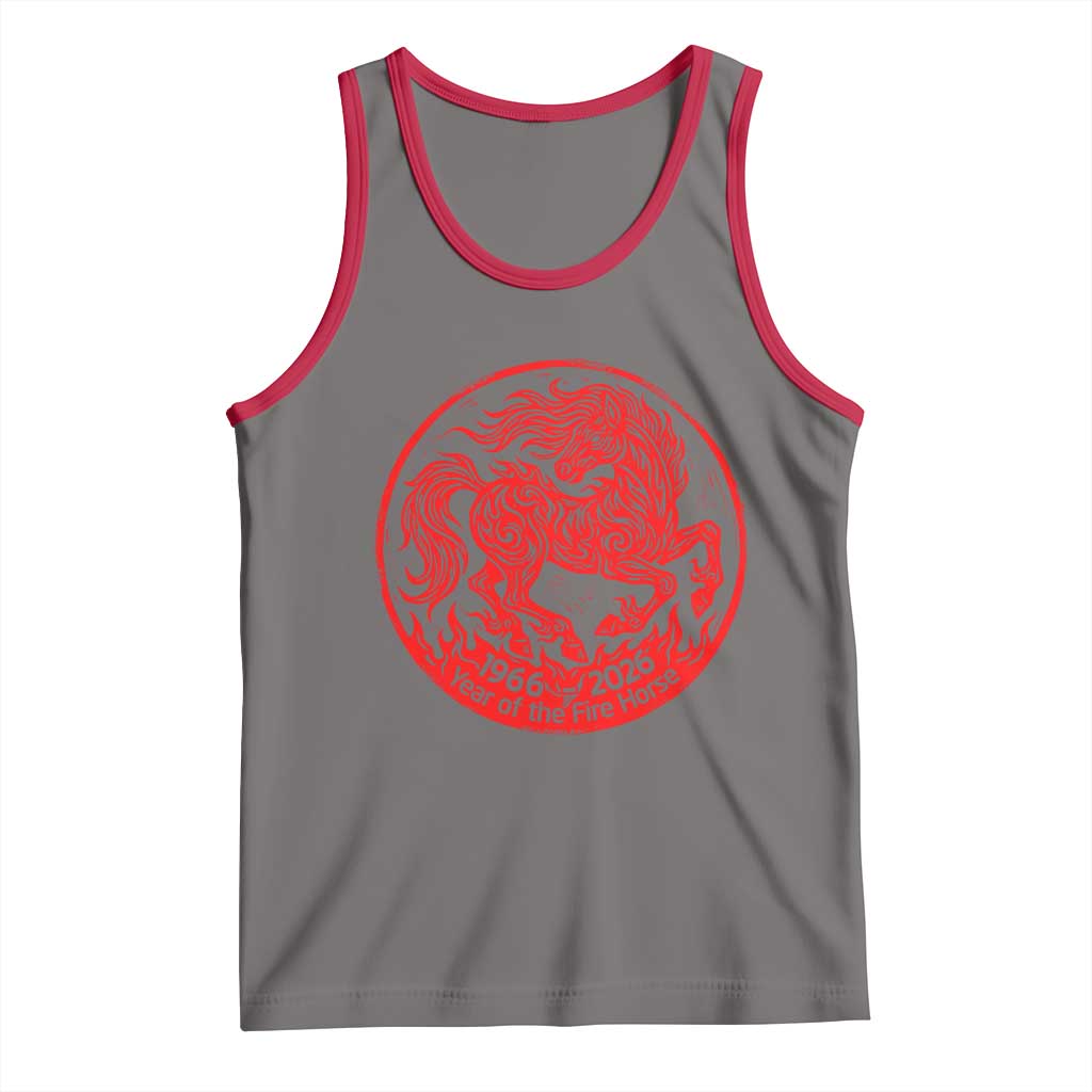 Year of the Fire Horse 1966 2026 Red Graphic Tank Top - 60 Years Chinese Zodiac Horse Vintage Style TS02 Deep Heather Red Print Your Wear