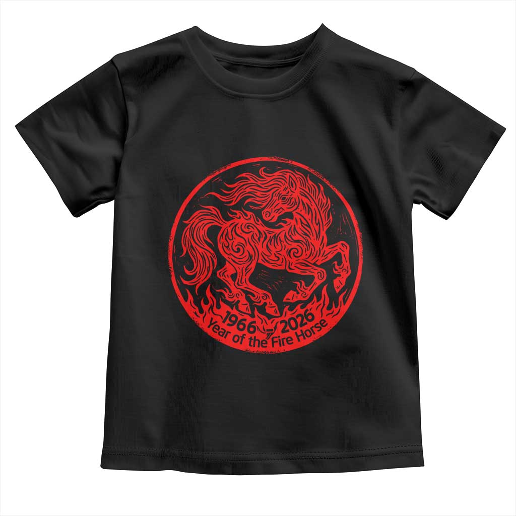 Year of the Fire Horse 1966 2026 Red Graphic Toddler T Shirt 60 Years Chinese Zodiac Horse Vintage Style TS02 Black Print Your Wear