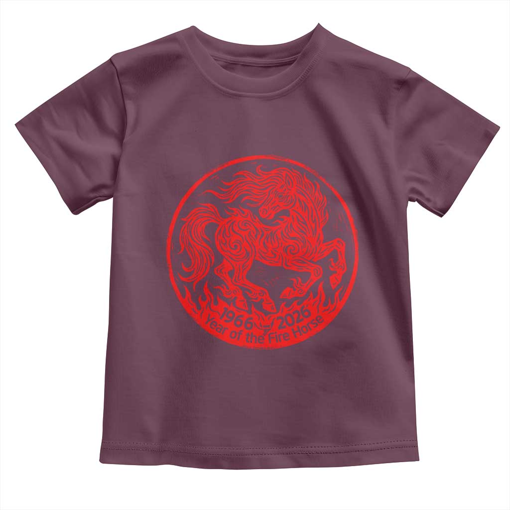 Year of the Fire Horse 1966 2026 Red Graphic Toddler T Shirt 60 Years Chinese Zodiac Horse Vintage Style TS02 Maroon Print Your Wear