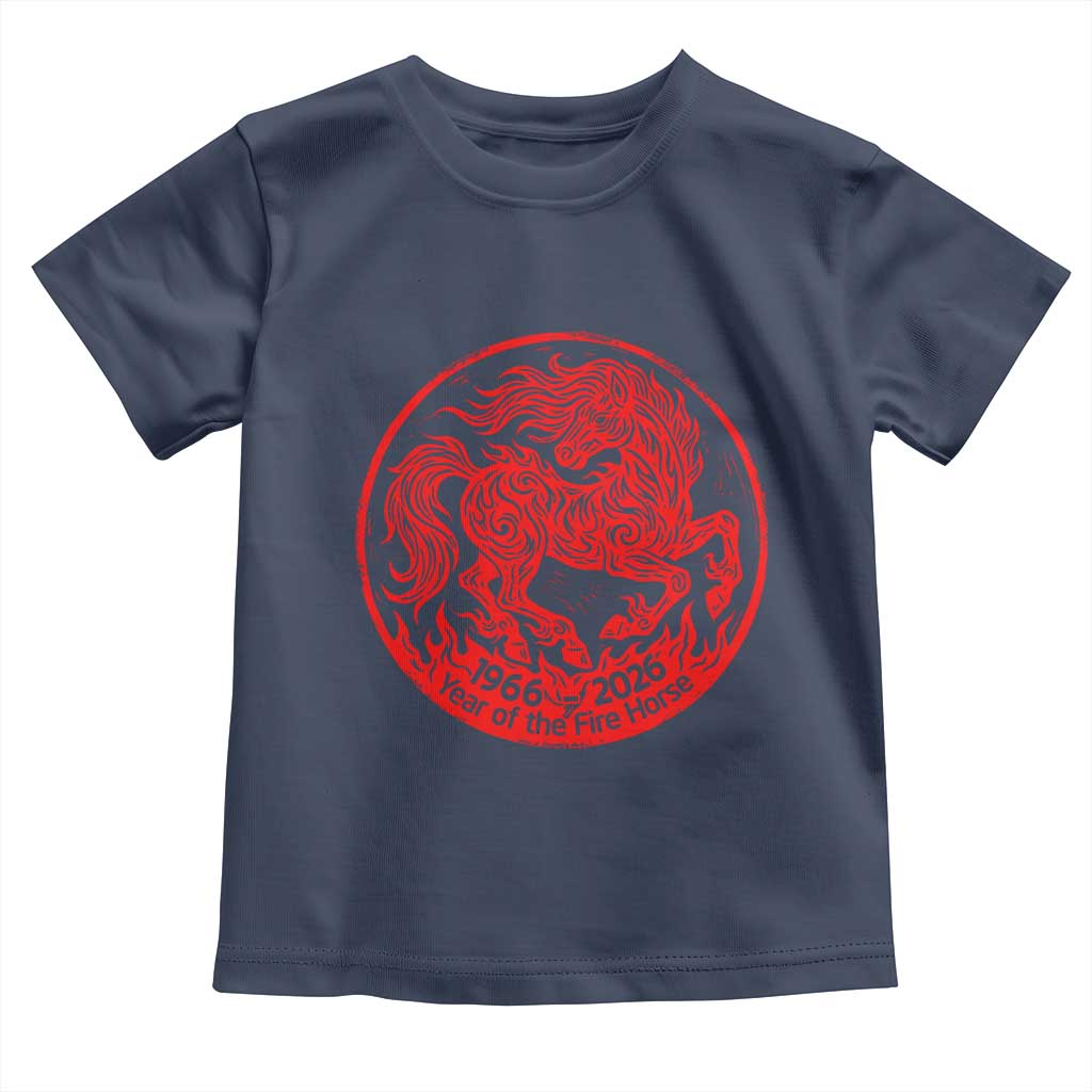 Year of the Fire Horse 1966 2026 Red Graphic Toddler T Shirt 60 Years Chinese Zodiac Horse Vintage Style TS02 Navy Print Your Wear