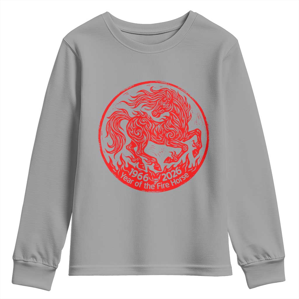 Year of the Fire Horse 1966 2026 Red Graphic Youth Sweatshirt 60 Years Chinese Zodiac Horse Vintage Style TS02 Sport Gray Print Your Wear