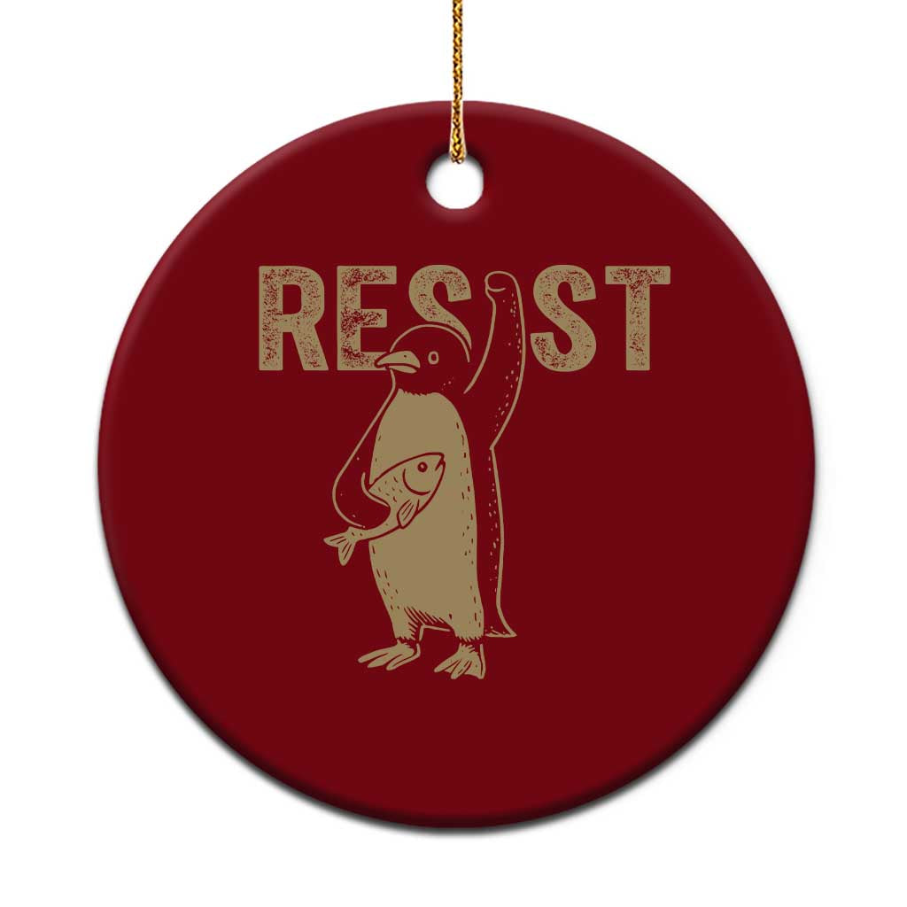 Funny Penguin Resist Ceramic Ornament Against Tariffs Activism Vintage TS02 1pc Red Print Your Wear