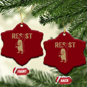 Funny Penguin Resist Ceramic Ornament Against Tariffs Activism Vintage TS02 Print Your Wear