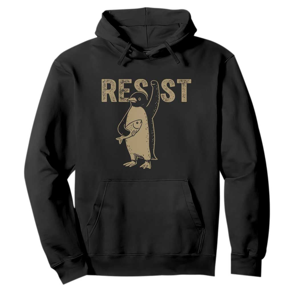 Funny Penguin Resist Hoodie Against Tariffs Activism Vintage TS02 Black Print Your Wear