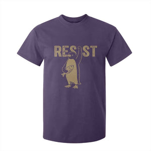 Funny Penguin Resist T Shirt For Kid Against Tariffs Activism Vintage TS02 Purple Print Your Wear