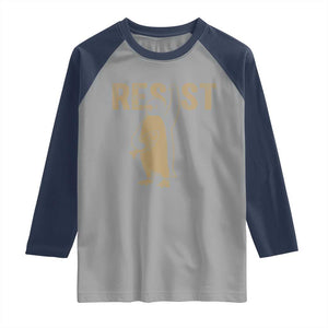 Funny Penguin Resist Raglan Shirt Against Tariffs Activism Vintage TS02 Sport Gray Navy Print Your Wear