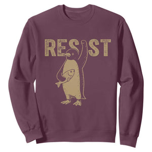 Funny Penguin Resist Sweatshirt Against Tariffs Activism Vintage TS02 Maroon Print Your Wear