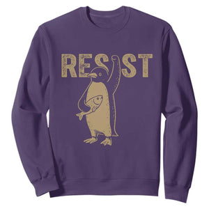 Funny Penguin Resist Sweatshirt Against Tariffs Activism Vintage TS02 Purple Print Your Wear