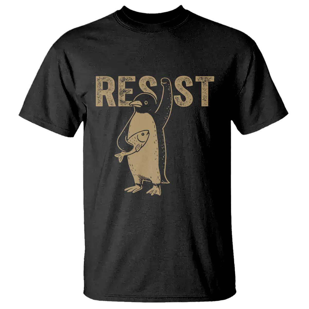 Funny Penguin Resist T Shirt Against Tariffs Activism Vintage TS02 Black Print Your Wear