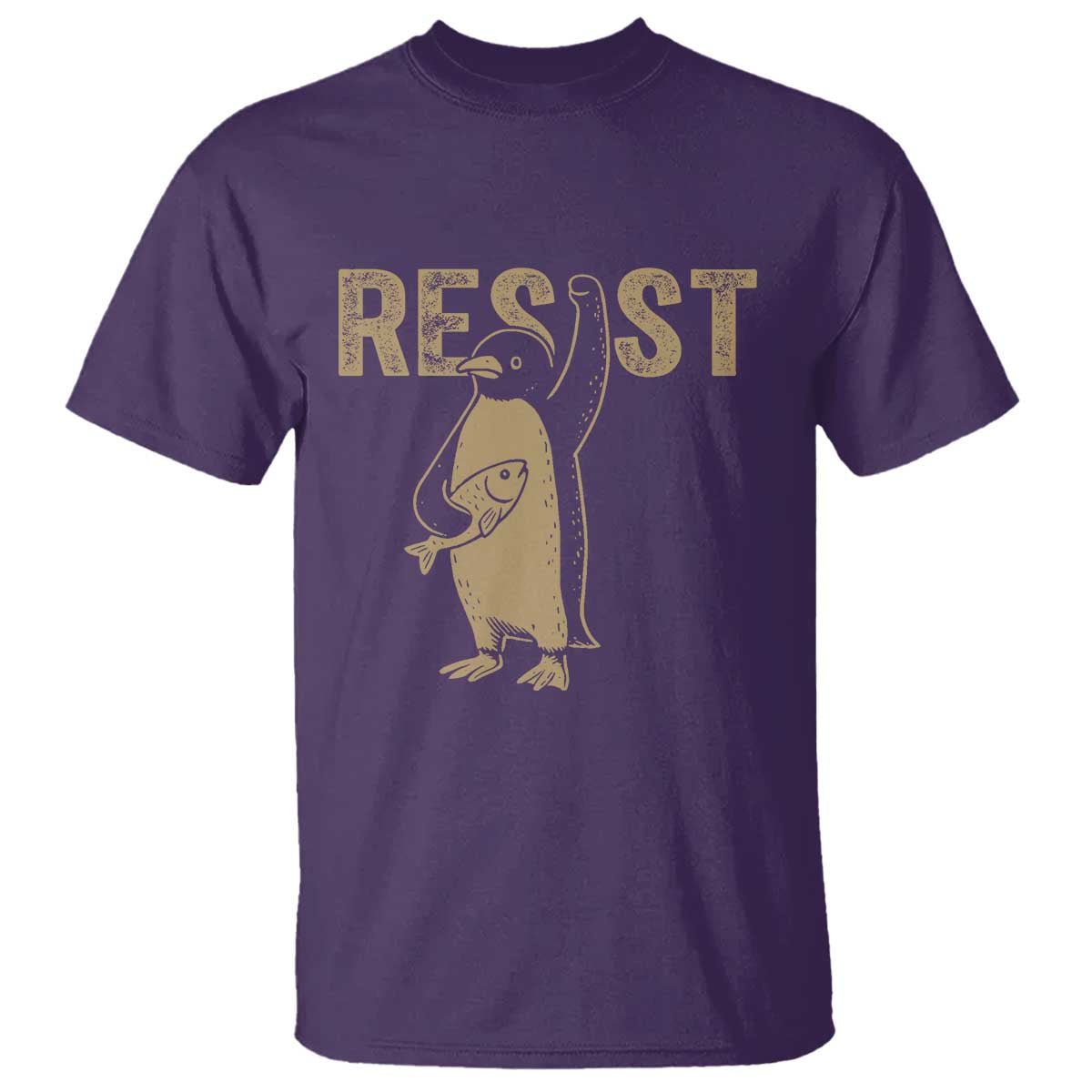 Funny Penguin Resist T Shirt Against Tariffs Activism Vintage TS02 Purple Print Your Wear
