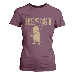 Funny Penguin Resist T Shirt For Women Against Tariffs Activism Vintage TS02 Maroon Print Your Wear