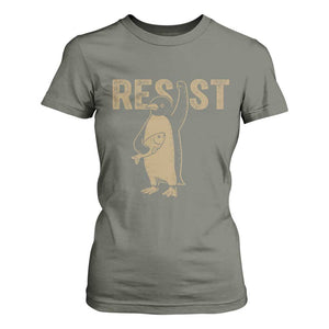 Funny Penguin Resist T Shirt For Women Against Tariffs Activism Vintage TS02 Military Green Print Your Wear