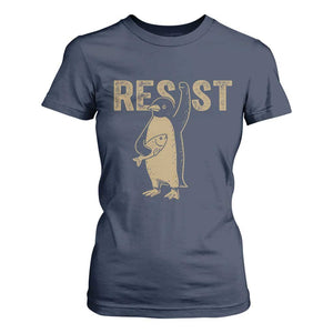 Funny Penguin Resist T Shirt For Women Against Tariffs Activism Vintage TS02 Navy Print Your Wear