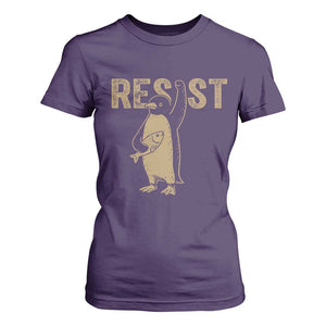 Funny Penguin Resist T Shirt For Women Against Tariffs Activism Vintage TS02 Purple Print Your Wear