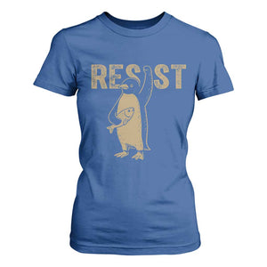 Funny Penguin Resist T Shirt For Women Against Tariffs Activism Vintage TS02 Royal Blue Print Your Wear