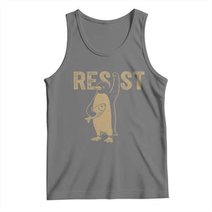 Funny Penguin Resist Tank Top Against Tariffs Activism Vintage TS02 Black Heather Print Your Wear