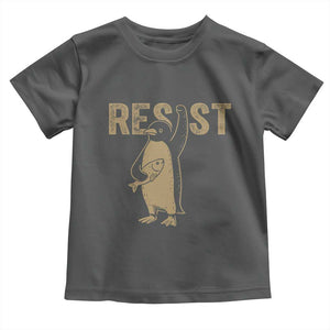 Funny Penguin Resist Toddler T Shirt Against Tariffs Activism Vintage TS02 Dark Heather Print Your Wear