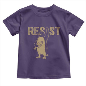 Funny Penguin Resist Toddler T Shirt Against Tariffs Activism Vintage TS02 Purple Print Your Wear