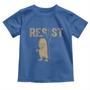 Funny Penguin Resist Toddler T Shirt Against Tariffs Activism Vintage TS02 Royal Blue Print Your Wear