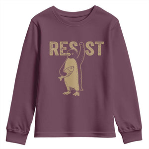 Funny Penguin Resist Youth Sweatshirt Against Tariffs Activism Vintage TS02 Maroon Print Your Wear