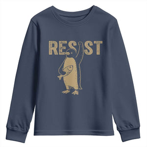 Funny Penguin Resist Youth Sweatshirt Against Tariffs Activism Vintage TS02 Navy Print Your Wear