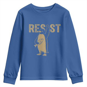 Funny Penguin Resist Youth Sweatshirt Against Tariffs Activism Vintage TS02 Royal Blue Print Your Wear