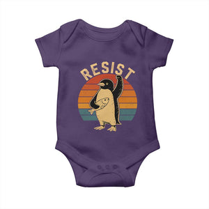 Funny Penguin Resist Baby Onesie Against Tariffs Retro Vintage TS02 Purple Print Your Wear