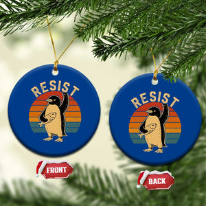 Funny Penguin Resist Ceramic Ornament Against Tariffs Retro Vintage TS02 1pc Blue Print Your Wear