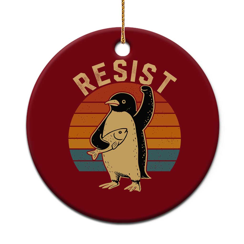 Funny Penguin Resist Ceramic Ornament Against Tariffs Retro Vintage TS02 1pc Red Print Your Wear