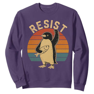 Funny Penguin Resist Sweatshirt Against Tariffs Retro Vintage TS02 Purple Print Your Wear