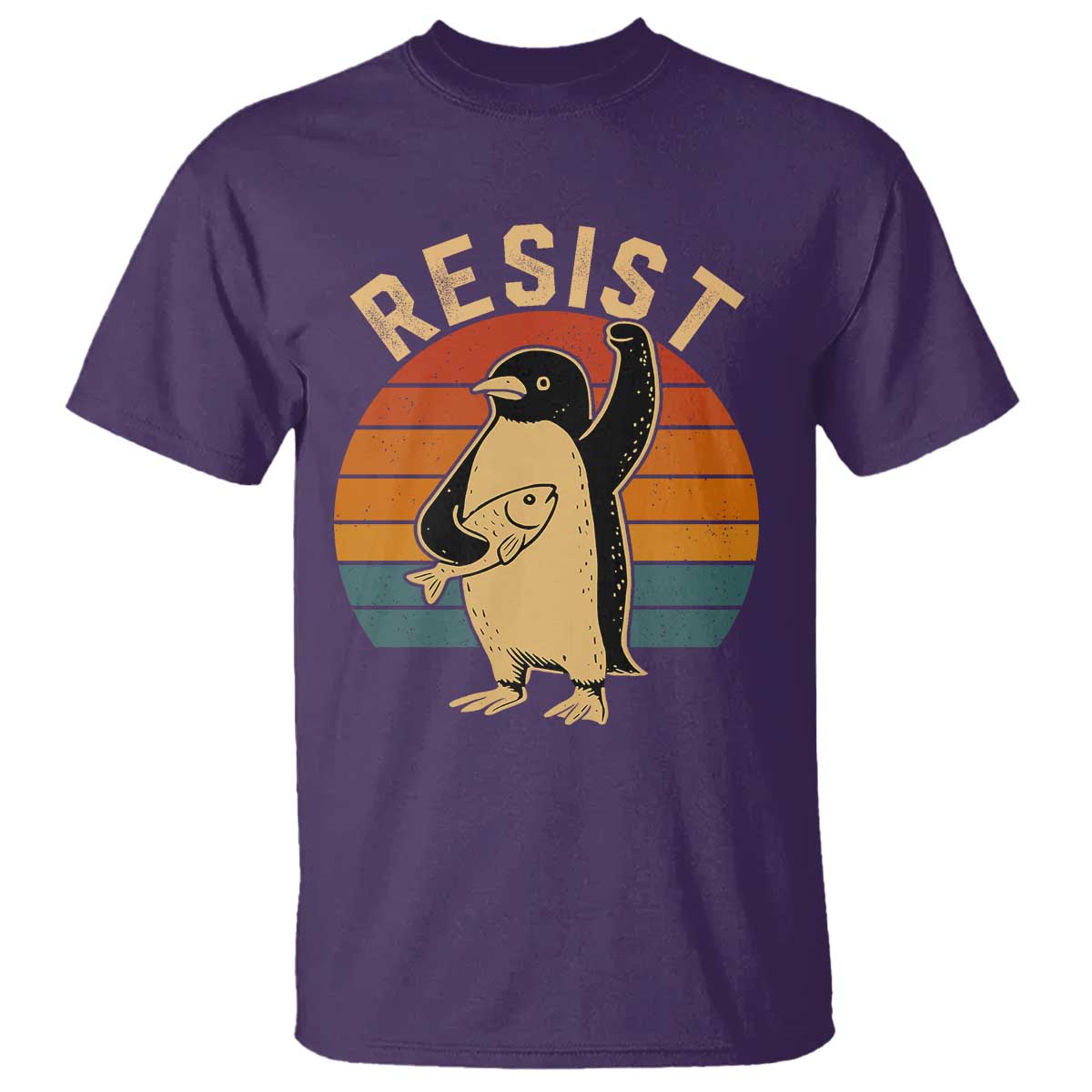 Funny Penguin Resist T Shirt Against Tariffs Retro Vintage TS02 Purple Print Your Wear